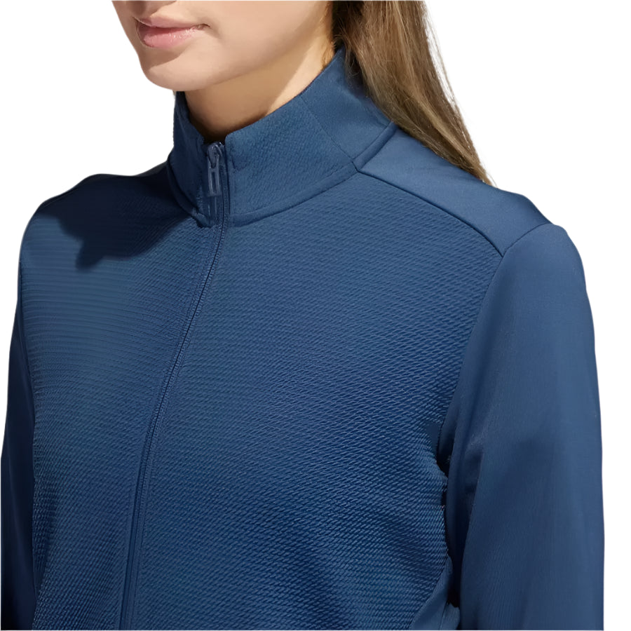 Adidas Ladies Textured Full-Zip Jacket - Navy