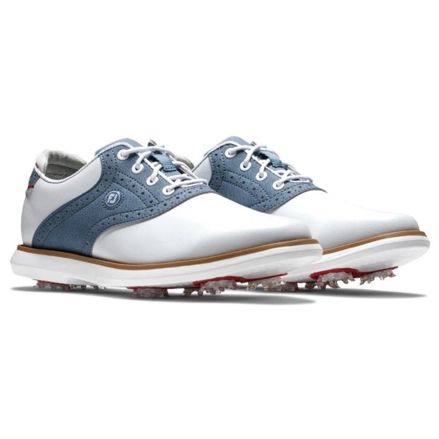 FootJoy Ladies Traditions Golf Shoes - White/Blue
