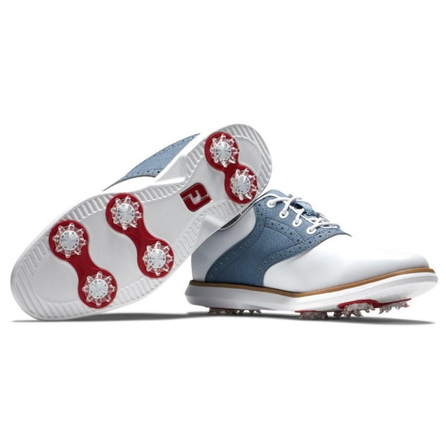 FootJoy Ladies Traditions Golf Shoes - White/Blue