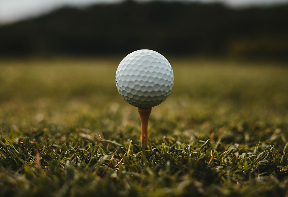 soft vs hard golf ball standing in a tee in a golf course