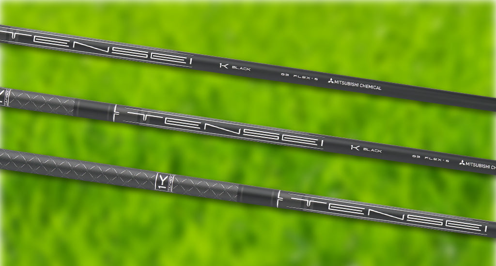 mitsubishi tensei 1k black three shafts over a green grass field
