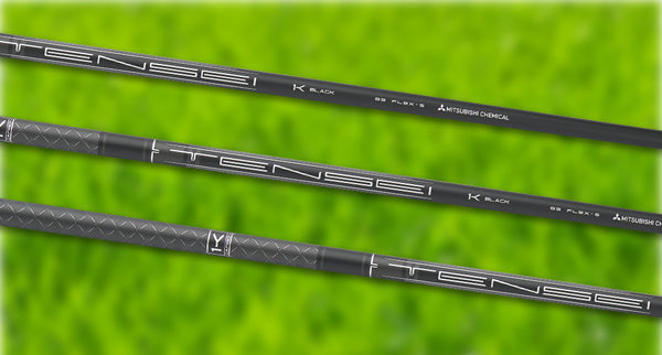 mitsubishi tensei 1k black three shafts over a green grass field