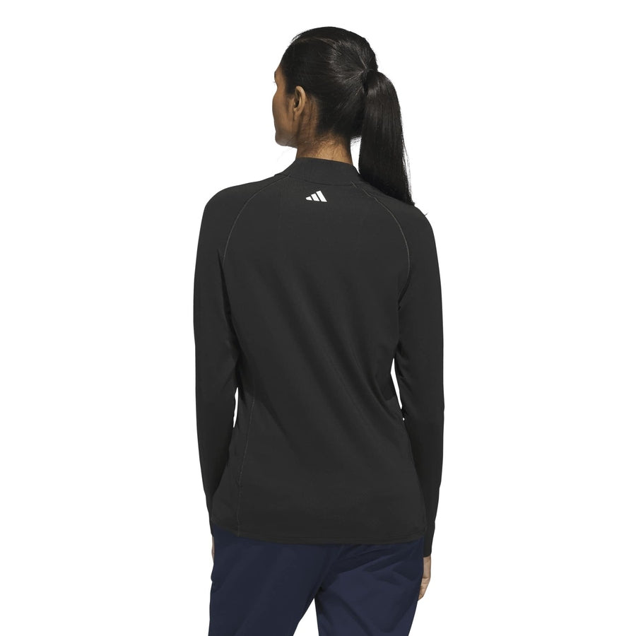 Adidas Ladies Ultimate365 Solid Quarter-Zip Mock Polo Shirt - Black