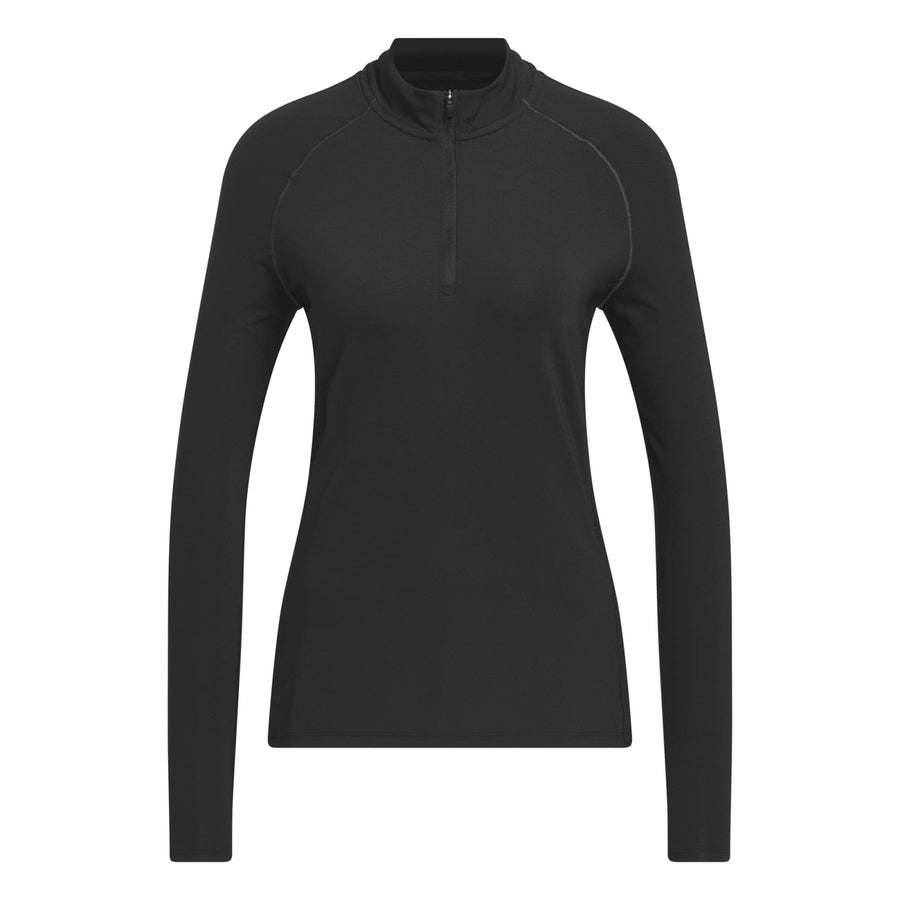 Adidas Ladies Ultimate365 Solid Quarter-Zip Mock Polo Shirt - Black