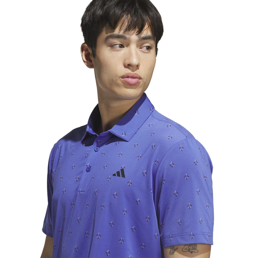 Adidas Ultimate365 Essence Print Climacool Polo Shirt - Blue