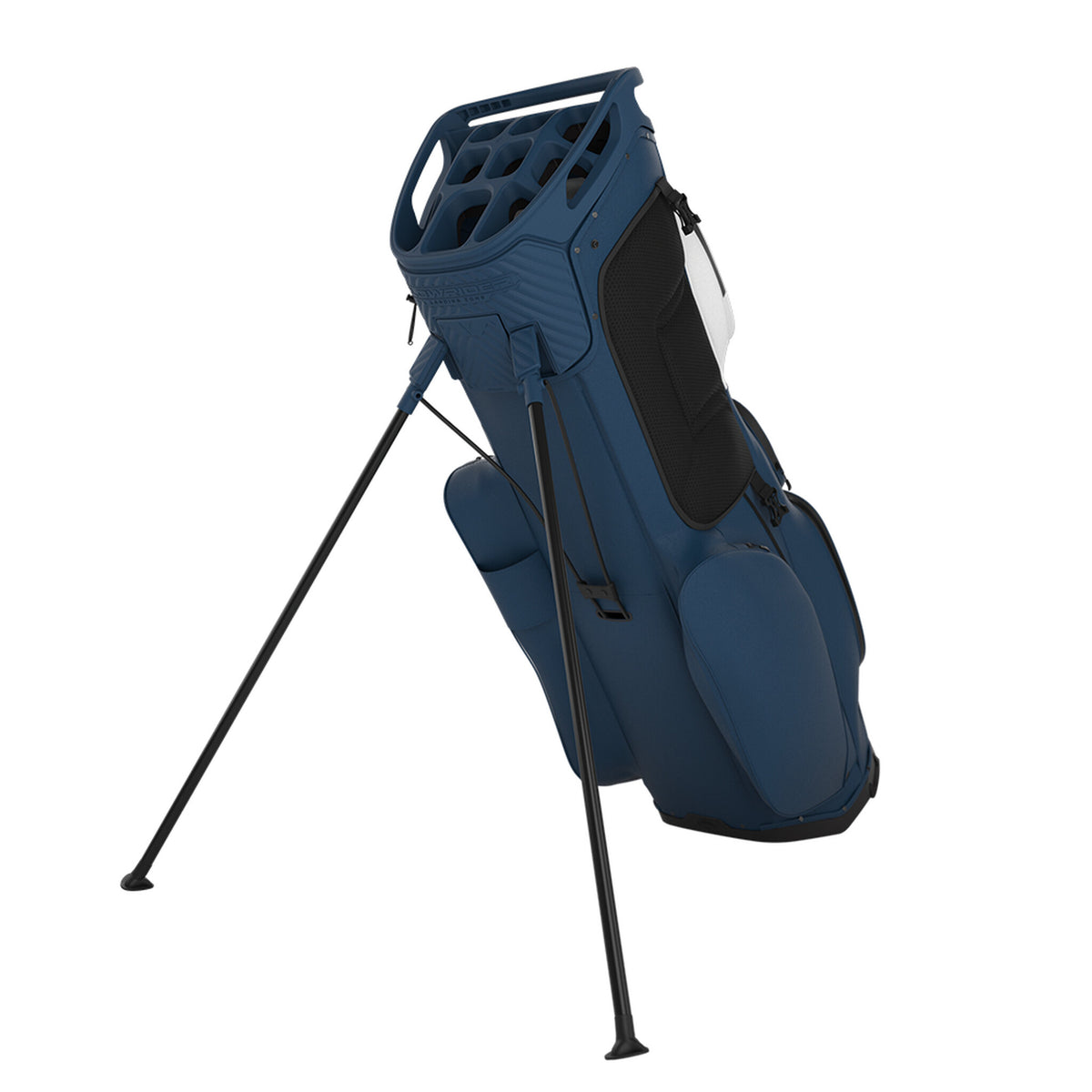 Sac de golf trépied Callaway Fairway 14 blanc/bleu marine/rouge, vue arrière et trépied