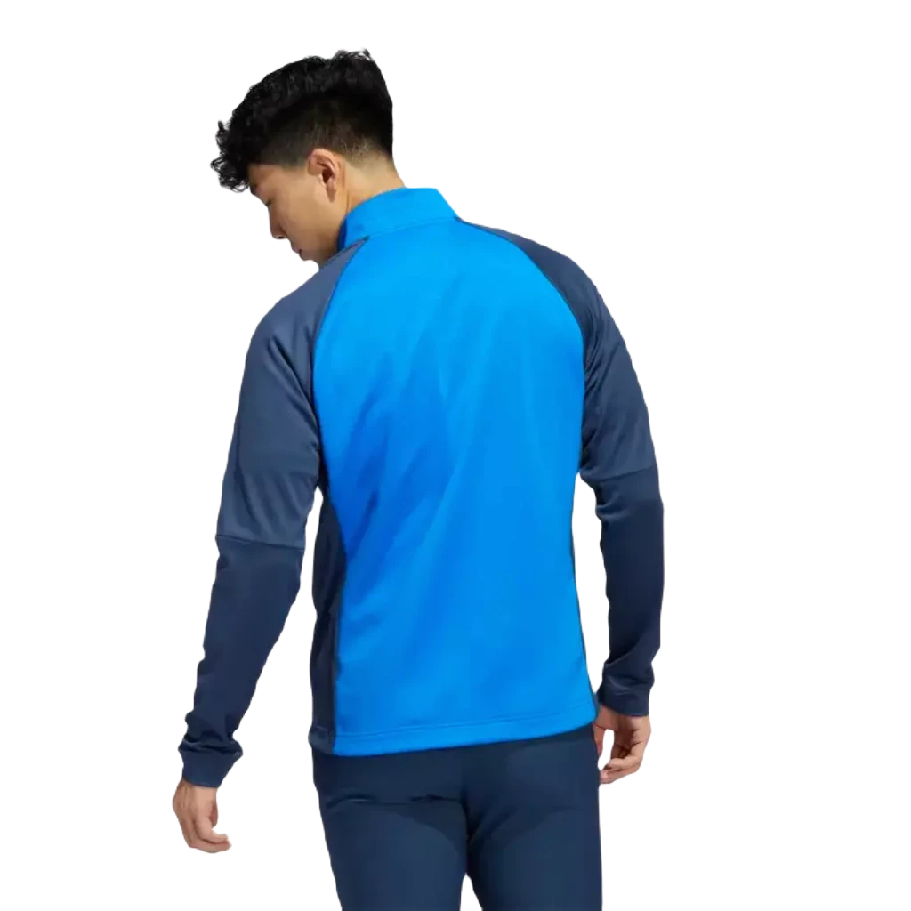 Adidas Colorblock Men's Quarter-Zip Pullover - Blue