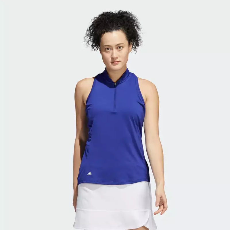 Adidas Racerback Ladies Sleeveless Polo Shirt - Blue