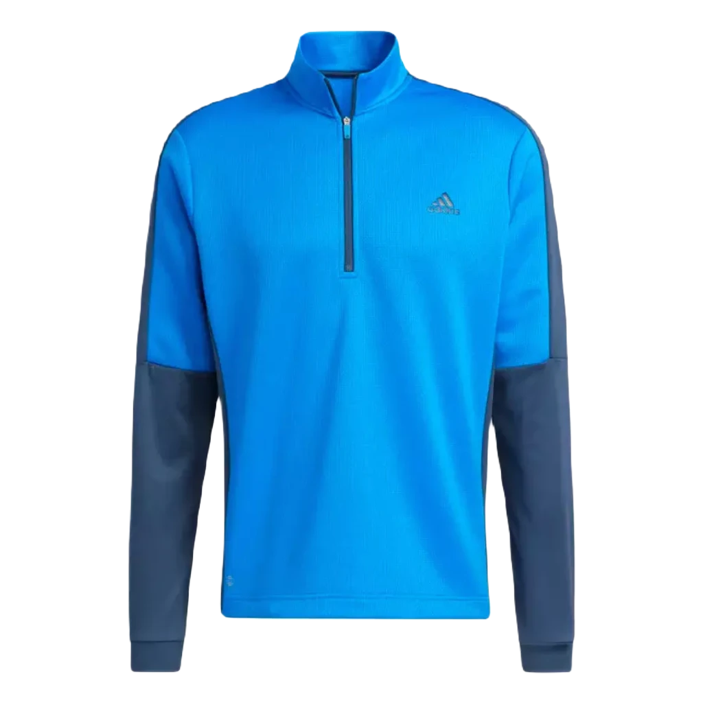 Adidas Colorblock Men's Quarter-Zip Pullover - Blue