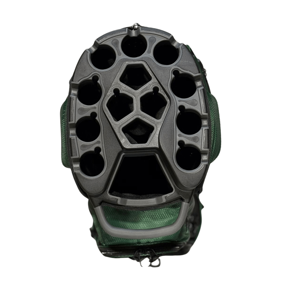 Top view of the NS Deluxe Tour Lock Organizer Cart Bag with its storage compartments and padding visible, displayed on a plain white background—featuring the T-Lock Organization System for secure club storage.