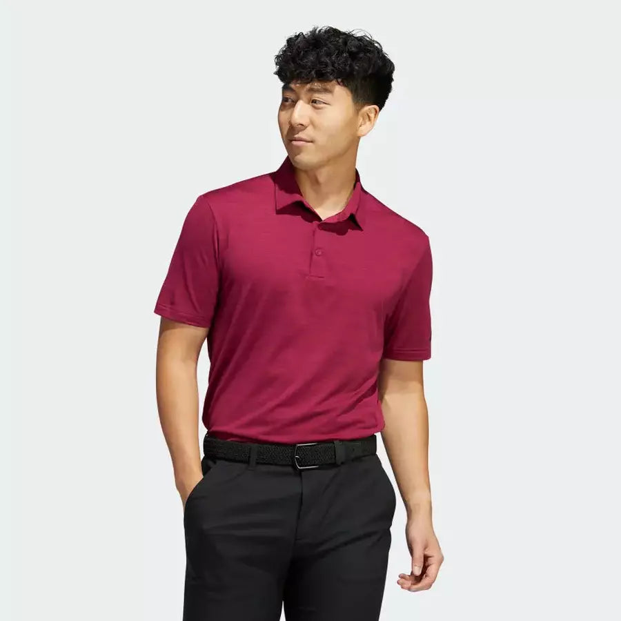 Adidas Space-Dyed Striped Polo Shirt - Burgundy