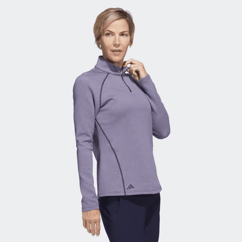 Adidas Ladies 1/4 Zip Golf Pullover - Navy