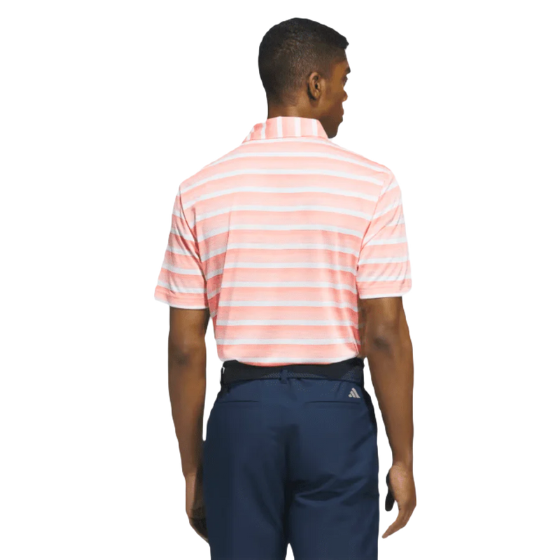 Adidas Two-Color Striped Polo Shirt - Peach