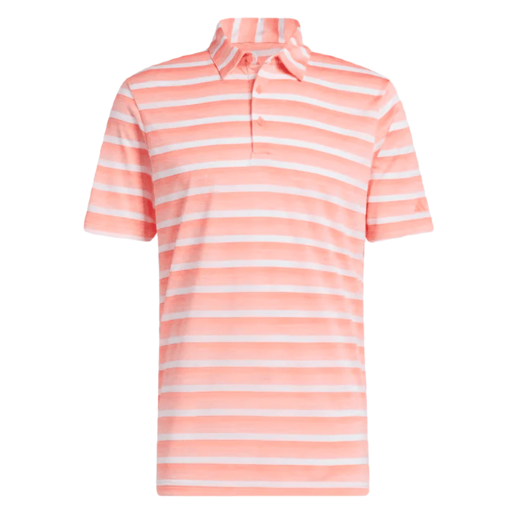 Adidas Two-Color Striped Polo Shirt - Peach