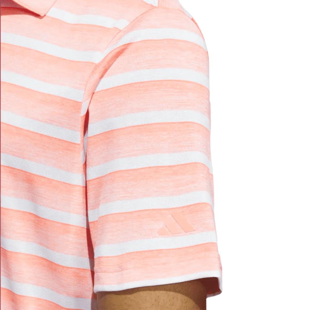 Adidas Two-Color Striped Polo Shirt - Peach