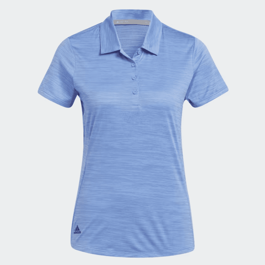 Adidas Ladies Space-Dyed Short Sleeve Polo Shirt - Blue