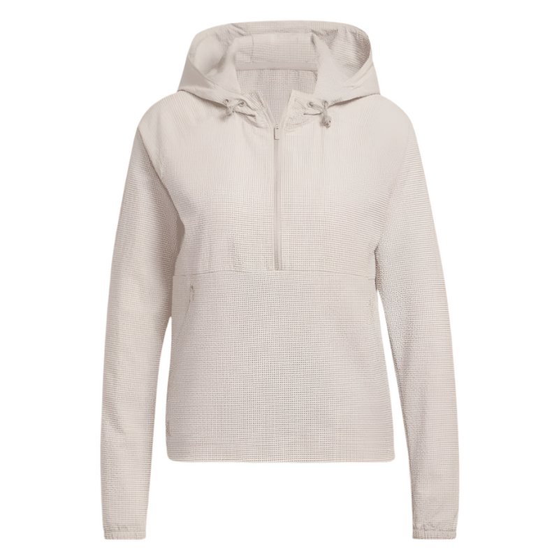 Adidas Ladies Seersucker 1/4-Zip Golf Hoodie - Brown
