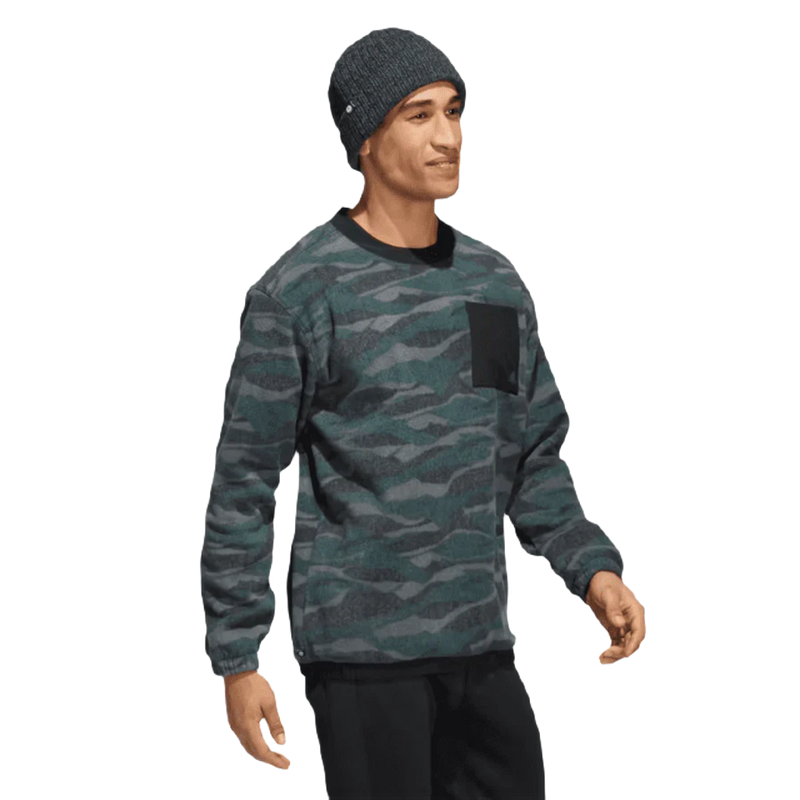 Adidas Texture-Print Crew Sweatshirt - Black