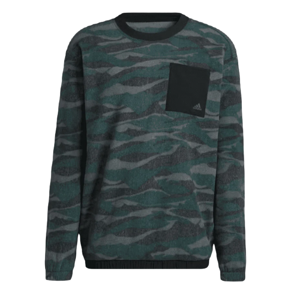 Adidas Texture-Print Crew Sweatshirt - Black