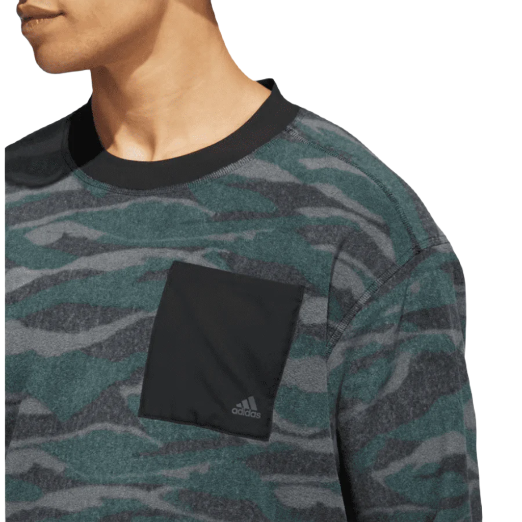 Adidas Texture-Print Crew Sweatshirt - Black