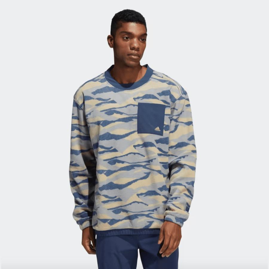 Adidas Texture-Print Crew Sweatshirt - Blue