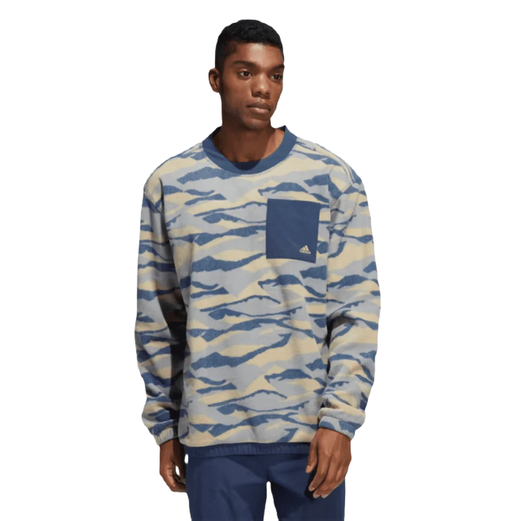 Adidas Texture-Print Crew Sweatshirt - Blue