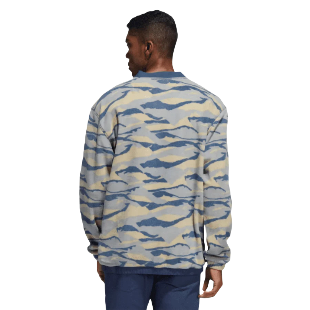 Adidas Texture-Print Crew Sweatshirt - Blue