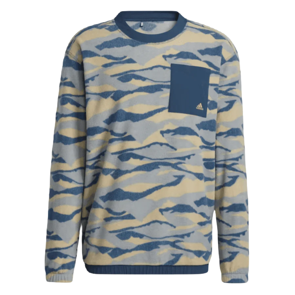 Adidas Texture-Print Crew Sweatshirt - Blue