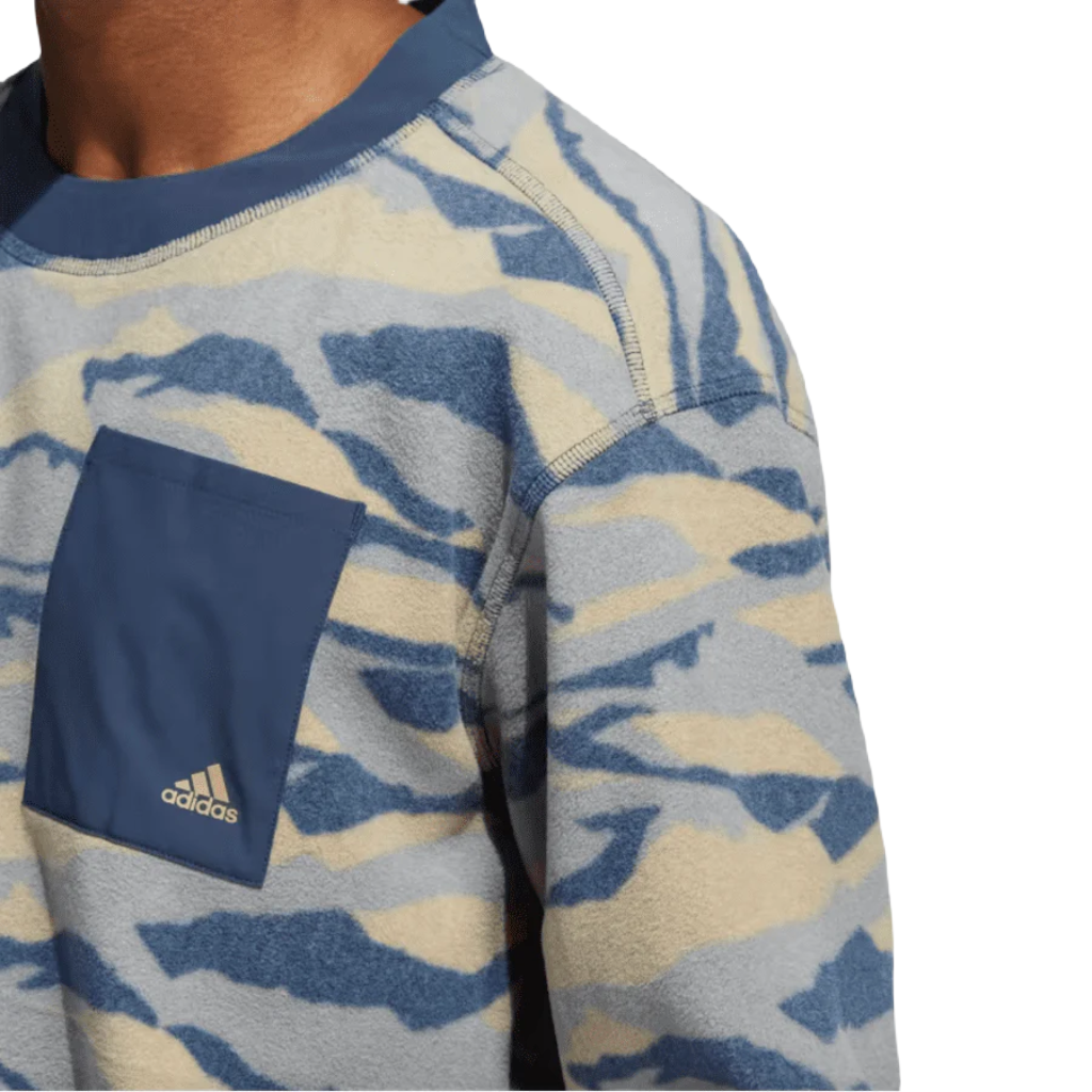 Adidas Texture-Print Crew Sweatshirt - Blue