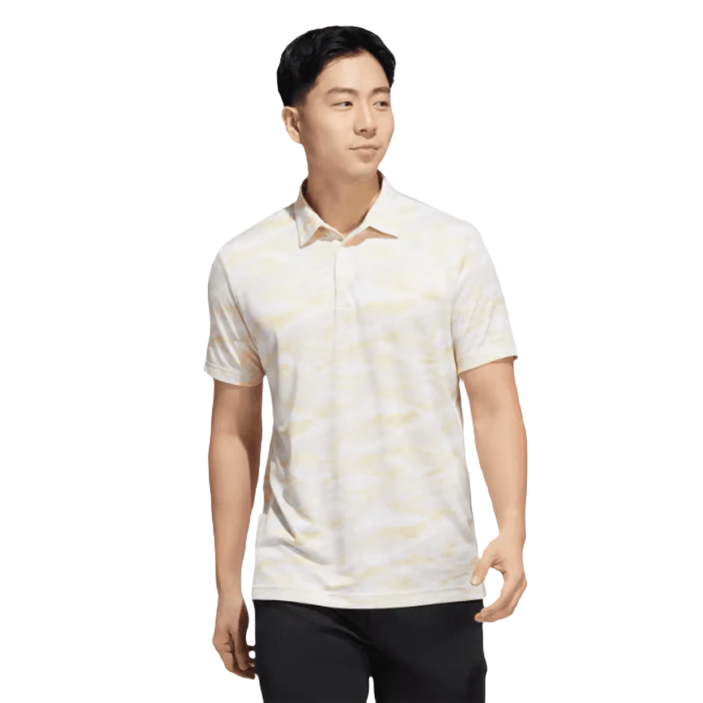 Adidas Horizon-Print Golf Polo Shirt - White