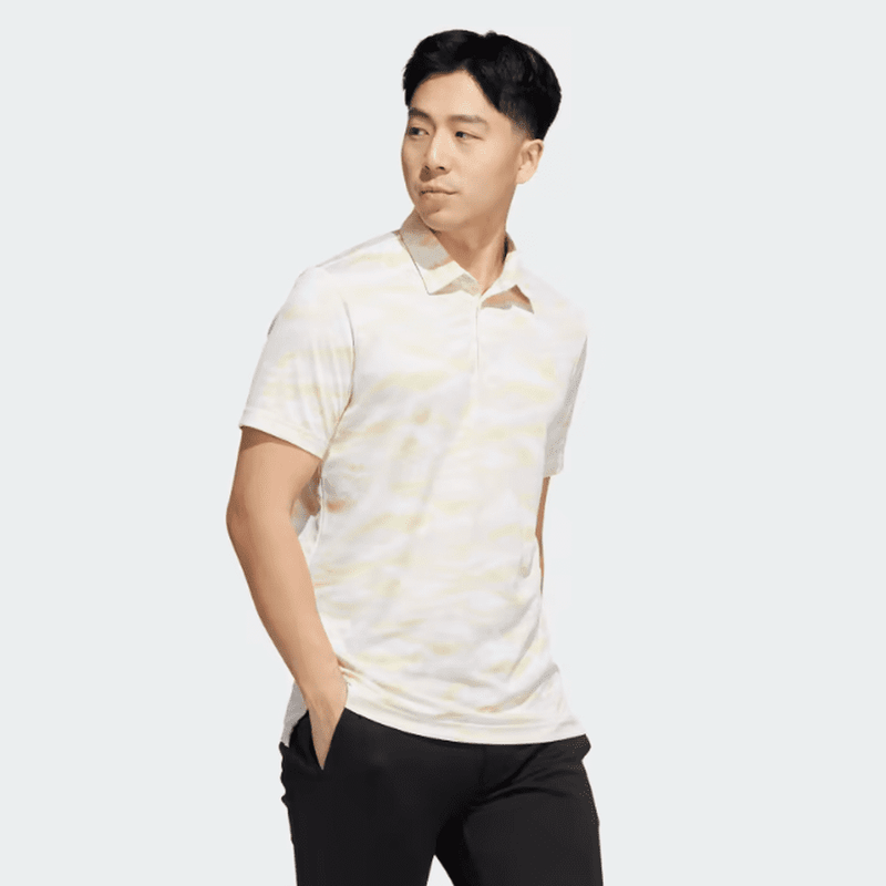 Adidas Horizon-Print Golf Polo Shirt - White