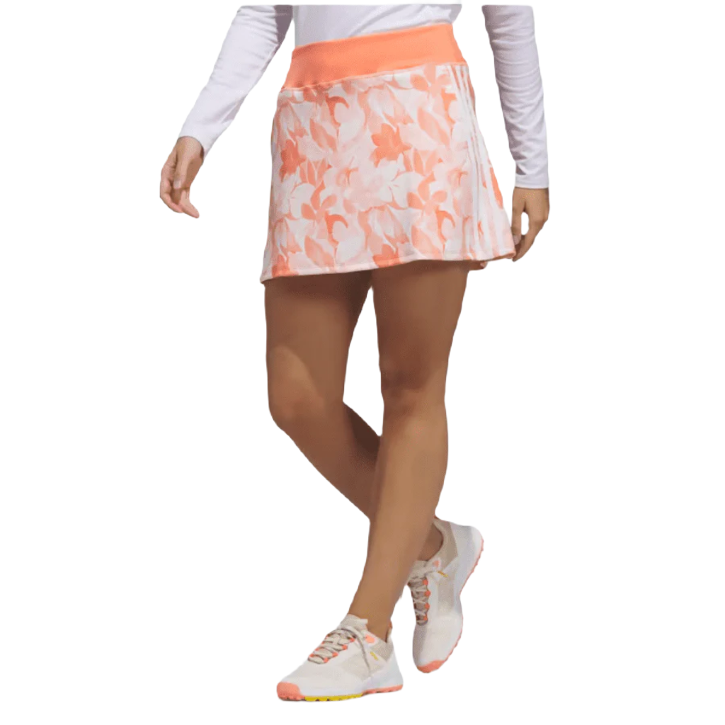 Adidas Orange Floral 15-Inch Golf Skort