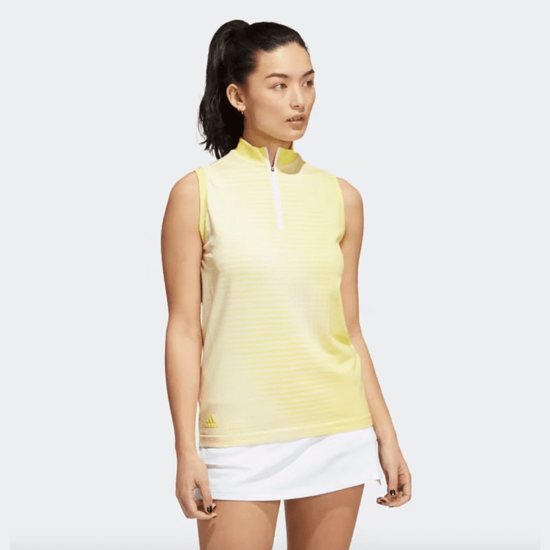 Adidas Ladies Primeknit Sleeveless Golf Polo Shirt - Yellow