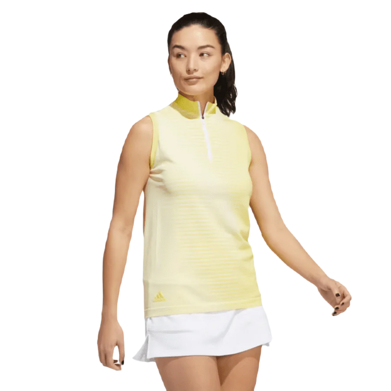 Adidas Ladies Primeknit Sleeveless Golf Polo Shirt - Yellow