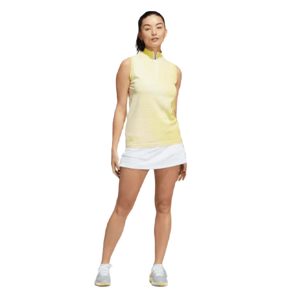 Adidas Ladies Primeknit Sleeveless Golf Polo Shirt - Yellow