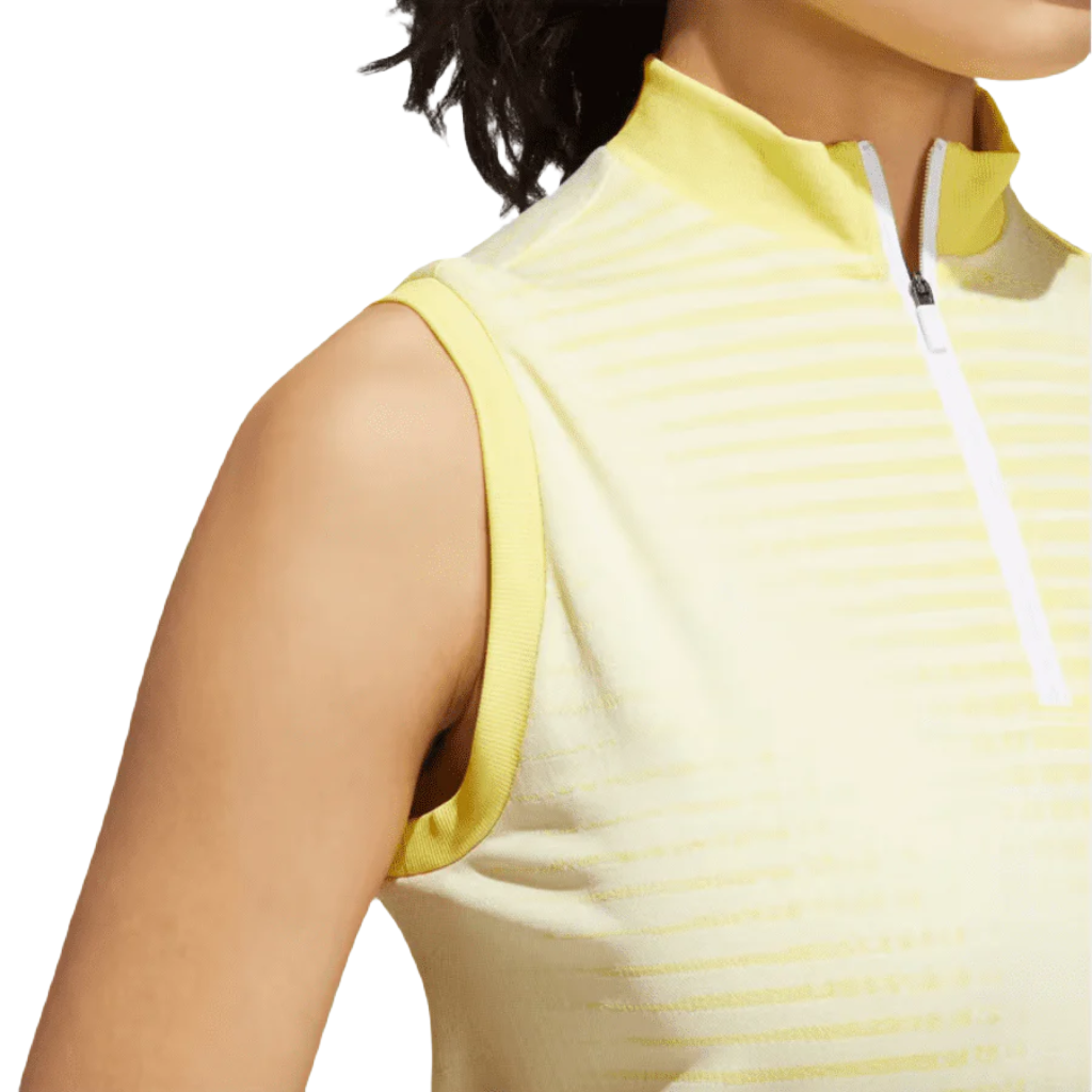 Adidas Ladies Primeknit Sleeveless Golf Polo Shirt - Yellow