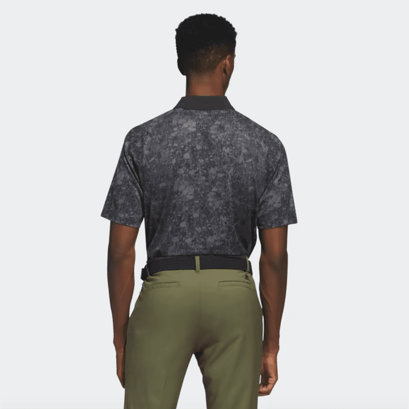 Adidas Mesh Ultimate365 Tour Print Golf Polo Shirt - Black