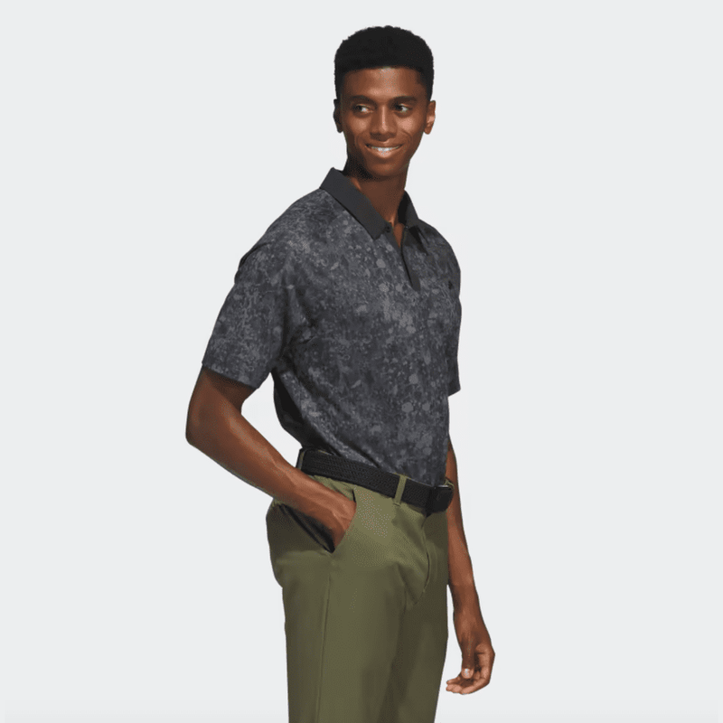 Adidas Mesh Ultimate365 Tour Print Golf Polo Shirt - Black