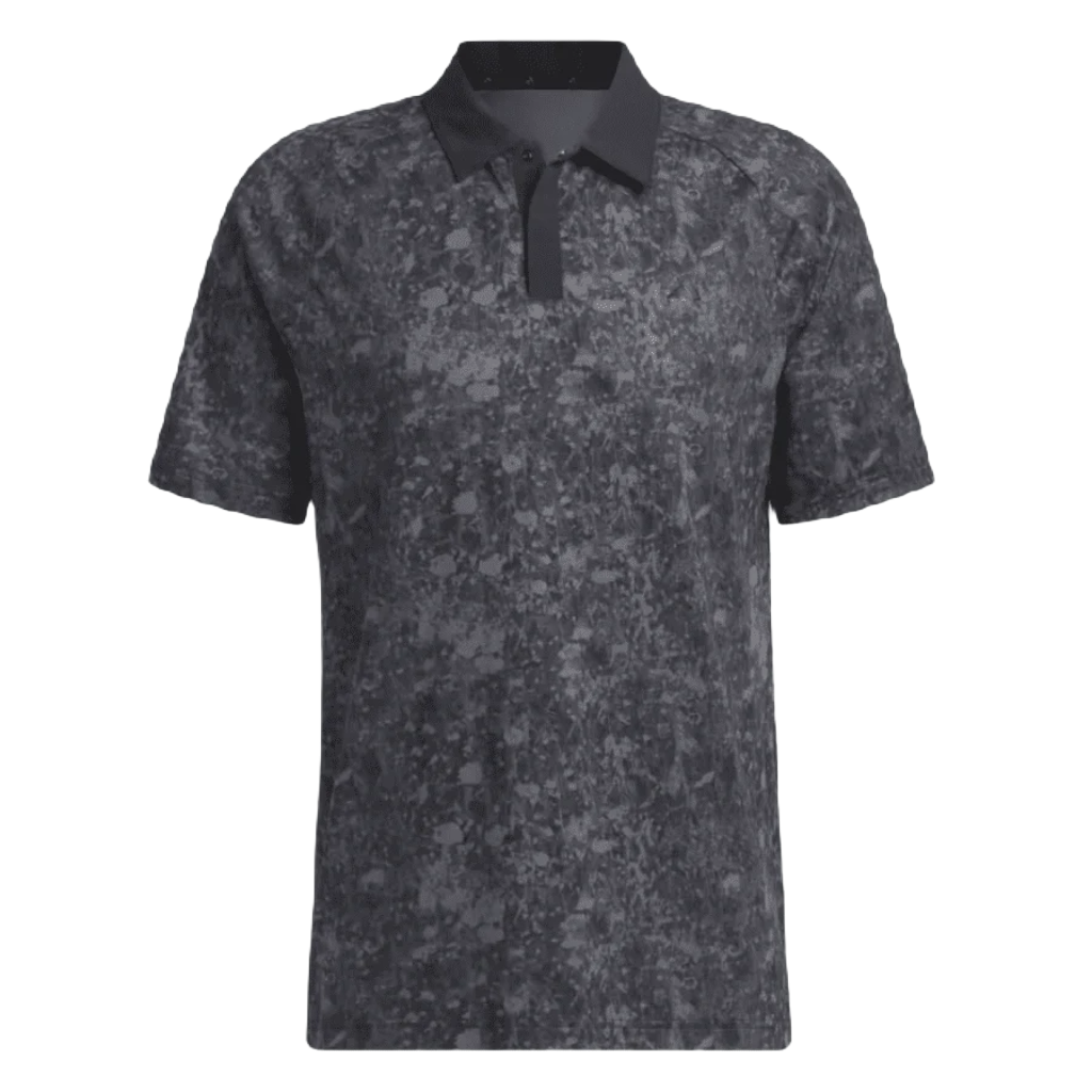 Adidas Mesh Ultimate365 Tour Print Golf Polo Shirt - Black