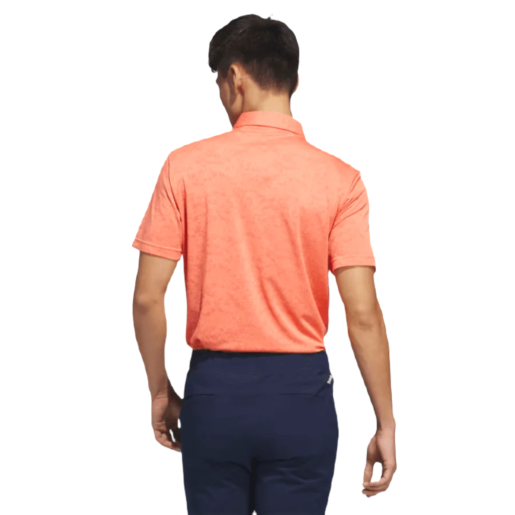 Adidas Textured Jacquard Golf Polo Shirt - Orange