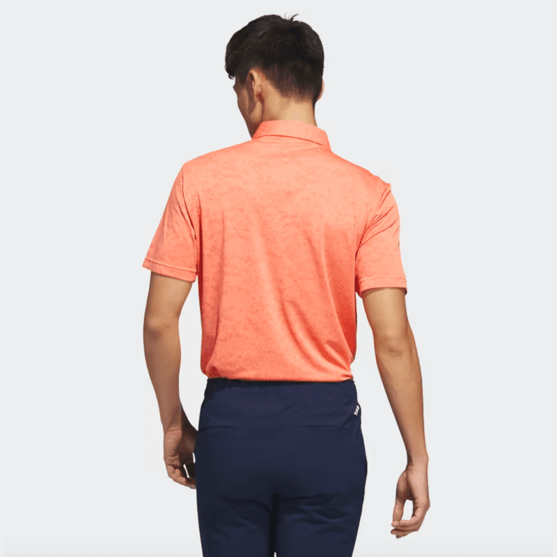 Adidas Textured Jacquard Golf Polo Shirt - Orange