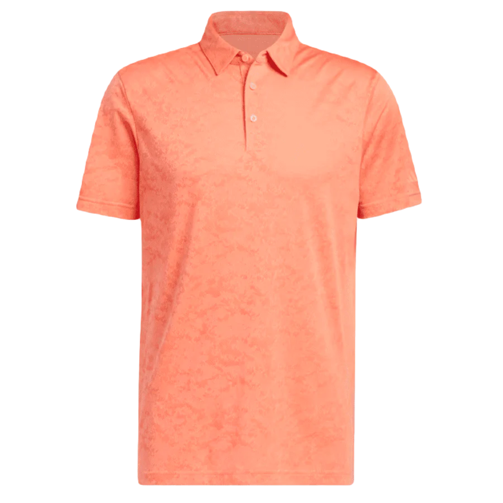 Adidas Textured Jacquard Golf Polo Shirt - Orange