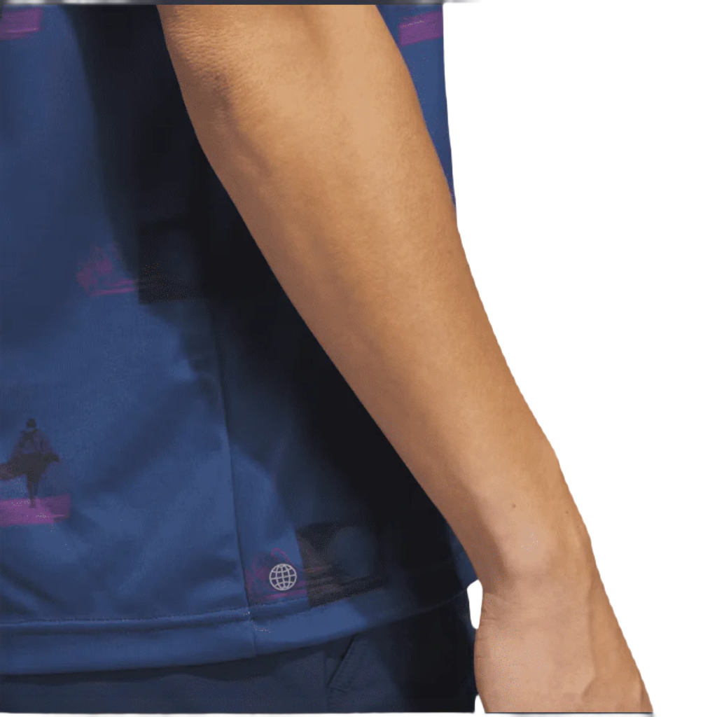 Adidas Allover-Print Golf Polo Shirt - Navy