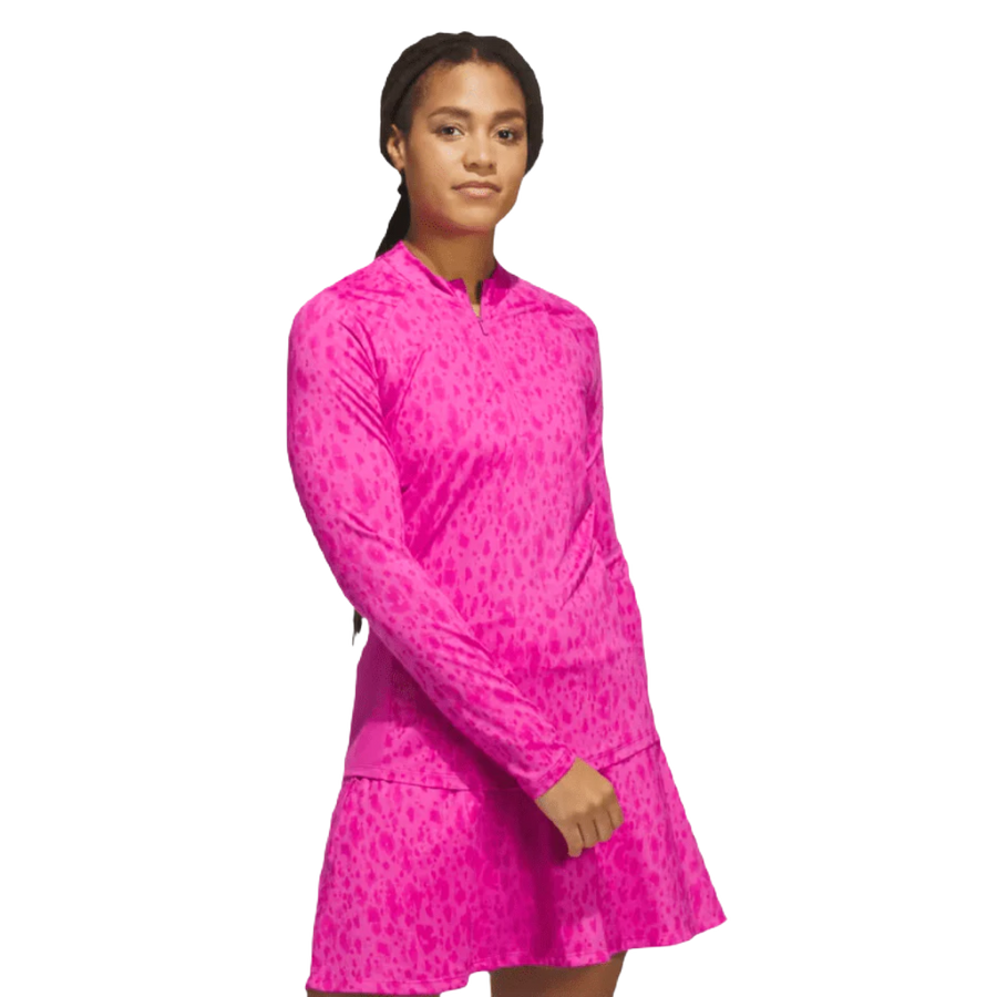 Adidas Ladies Ultimate365 Printed 1 4 Zip Pink