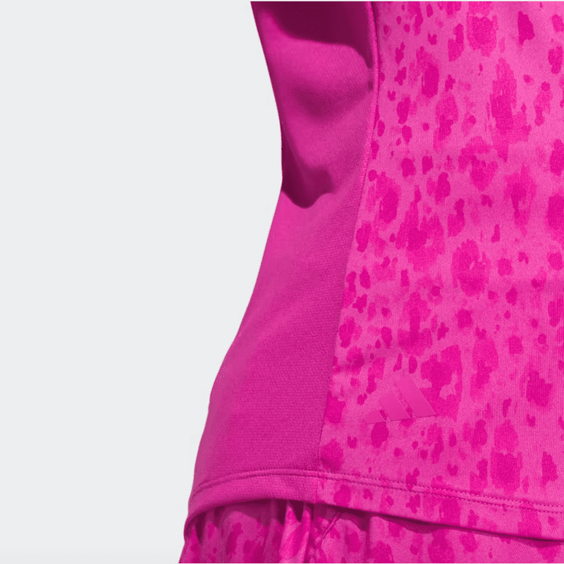 Adidas Ladies Ultimate365 Printed 1/4-Zip Mock-Neck Golf Shirt - Pink