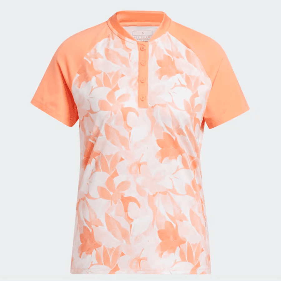 Adidas Ladies Floral Golf Polo Shirt - Orange