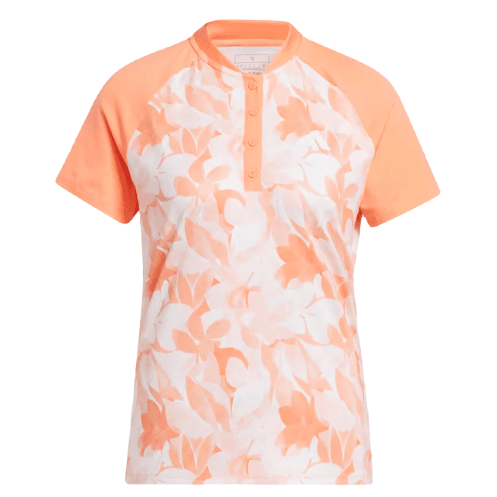 Adidas Ladies Floral Golf Polo Shirt - Orange