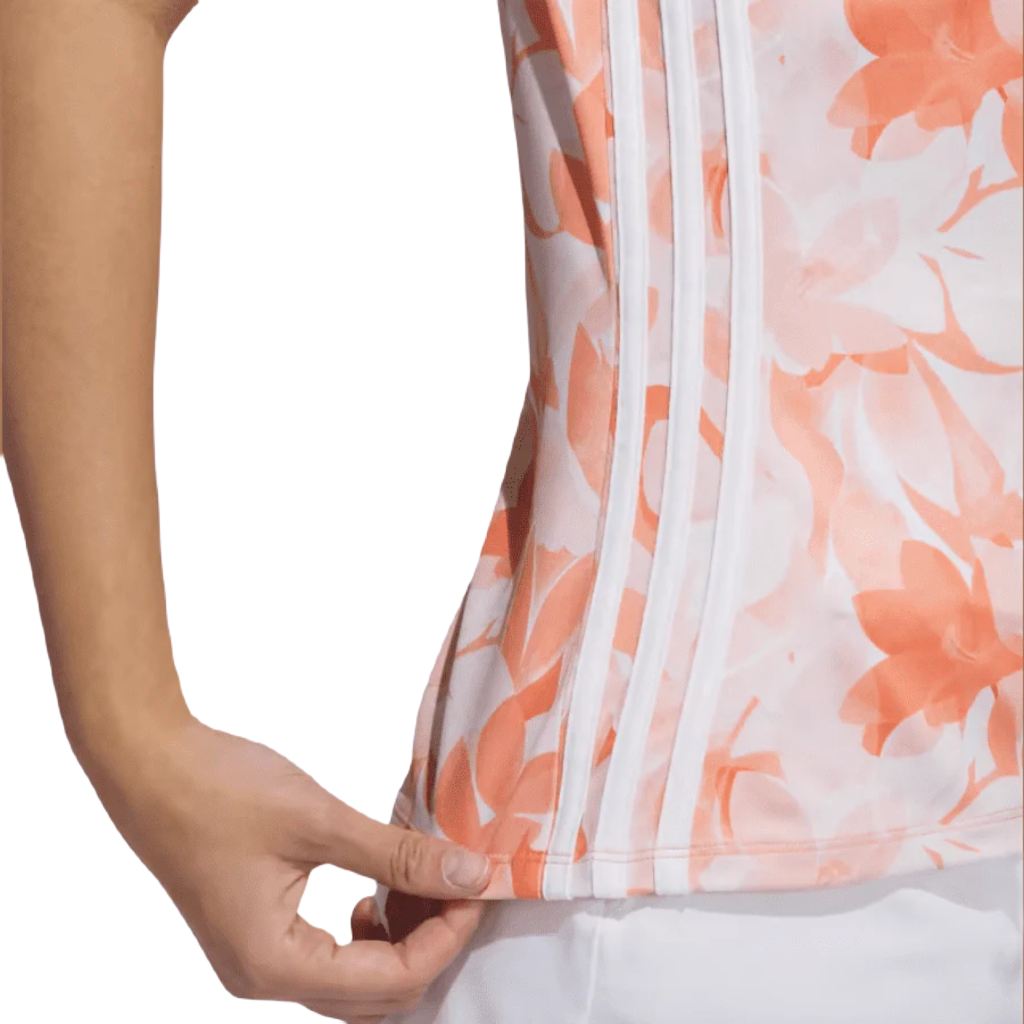 Adidas Ladies Floral Golf Polo Shirt - Orange