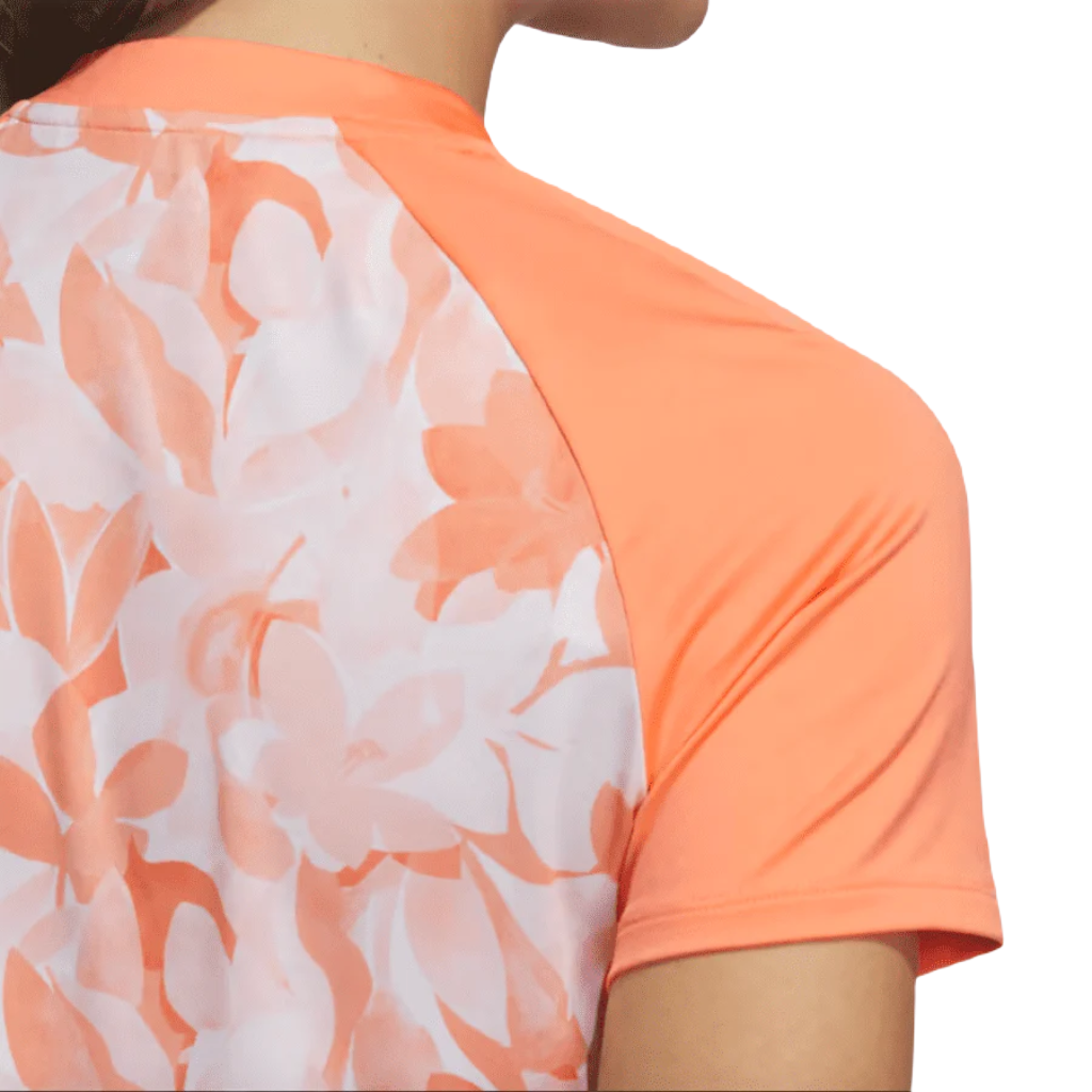 Adidas Ladies Floral Golf Polo Shirt - Orange