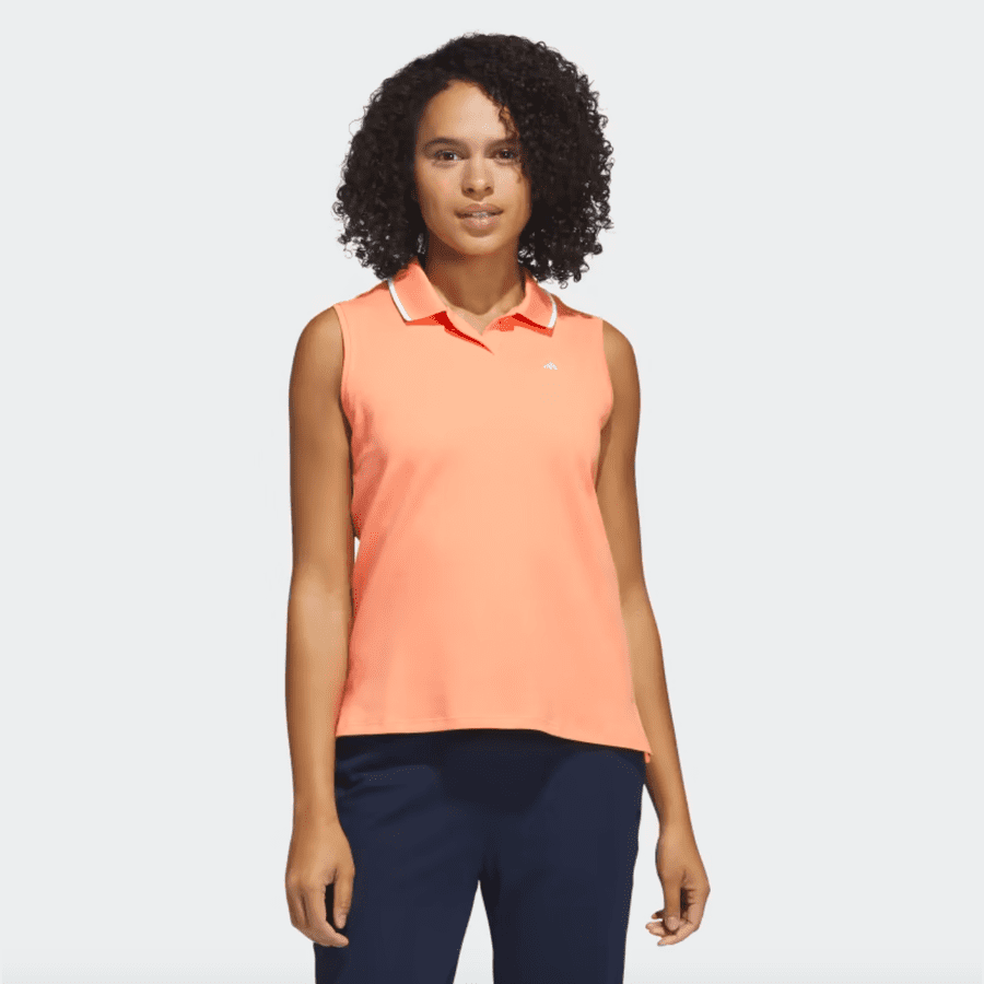 Adidas Ladies Go-To Piqué Sleeveless Golf Polo Shirt - Orange